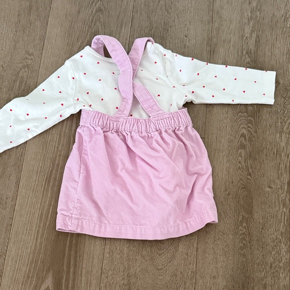 Carter's Pink Corduroy Pinafore Dress with White Heart Top - Picture 4 of 4